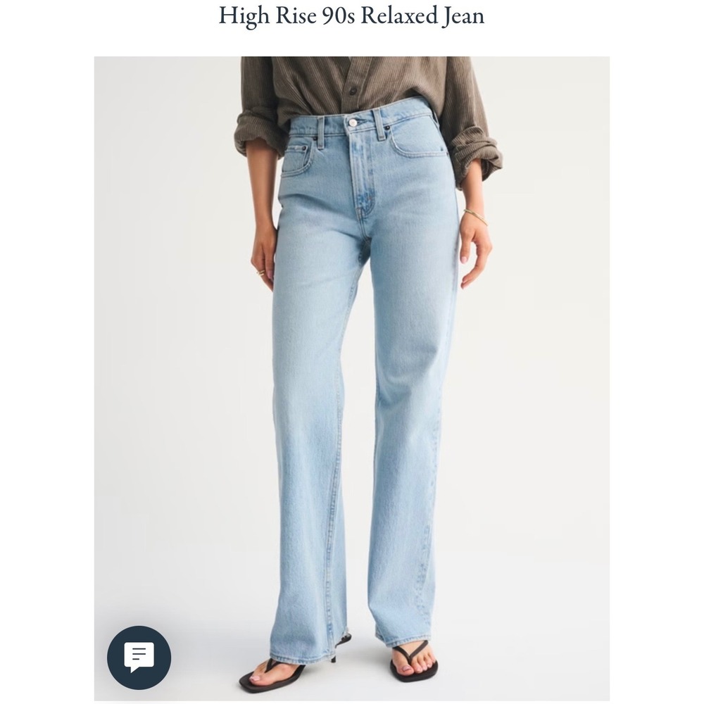 Abercrombie & Fitch 90s Relaxed Jeans High Rise Light Wash Blue 33 16S New